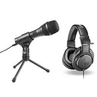audio-technica 心型指向性動圈式USB/XLR麥克風AT2005USB + 專業型監聽耳機 ATHM20x