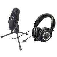 audio-technica 高性能收音USB麥克風 AT9934USB + 專業型監聽耳機 ATHM50x