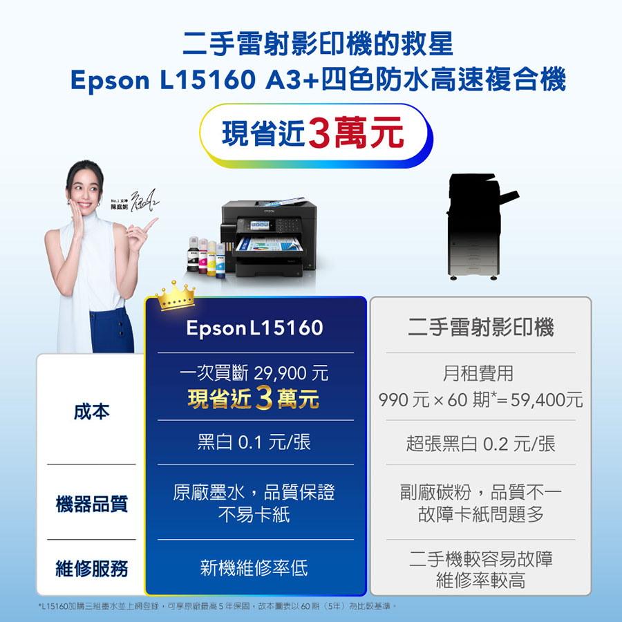 EPSON L15160 四色防水高速A3+ 連供影印機-印表機/掃描器專館- EcLife