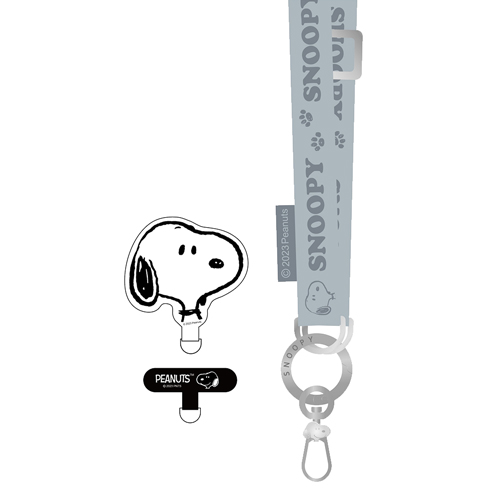 【正版授權】SNOOPY 尼龍寬版手機掛繩 -灰