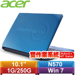 ACER宏碁 Aspire one AOD257 10.1吋小筆電 【雙作業系統】(藍)