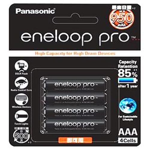 Panasonic 國際牌eneloop Pro 低自放電 4 號鎳氫充電電池 4只裝 