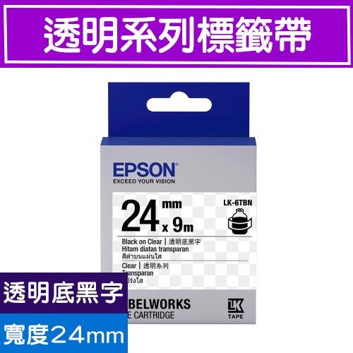 EPSON LK-6TBN S656406  標籤帶(透明系列)透明底黑字24m