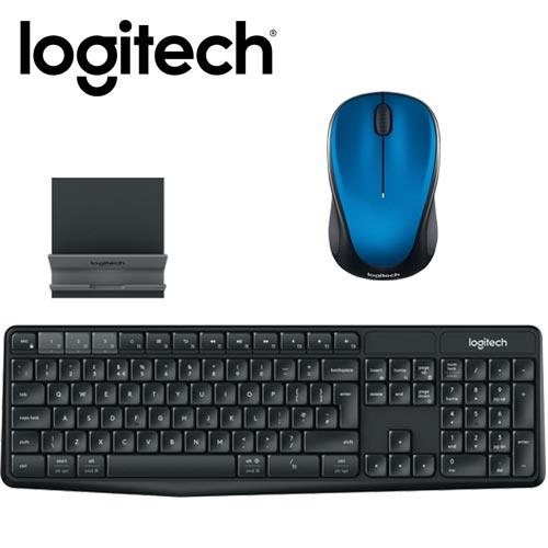 Logitech 羅技 K375s無線鍵盤支架組合+M235滑鼠-藍
