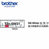 Brother TZe-SW31 SNOOPY White底黑字 12mm 護貝標籤帶