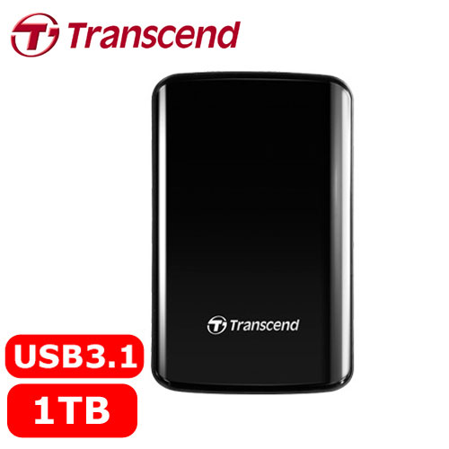 Transcend創見 StoreJet 25D3 1TB 2.5吋懸吊式吸震 行動硬碟 黑