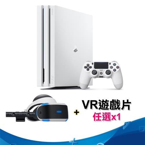 PS4 Pro 1TB、PS VR(カメラ同梱版の初代)、コントローラー(白色)、純正
