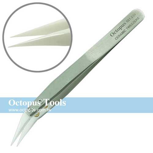 Octopus尚卓 陶瓷鑷子斜平型細尖 0.4mm 501.035