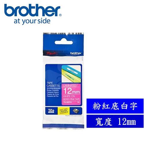 Brother TZe-MQP35 護貝標籤帶 12mm 粉紅底白字