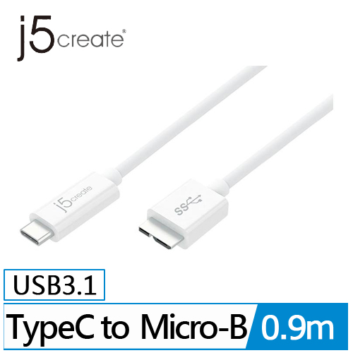 j5create JUCX07 Type-C to USB 3.0 Micro-B傳輸線 0.9m