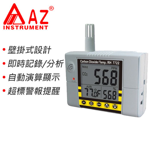 AZ(衡欣實業) AZ 7722 壁掛式二氧化碳偵測計