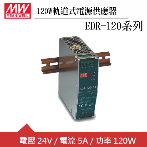 MW明緯 EDR-120-24 24V軌道型電源供應器 (120W)