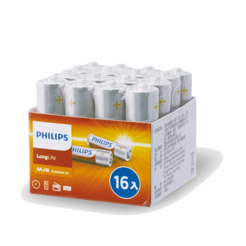 PHILIPS 飛利浦 碳鋅3號電池16入 熱縮 (AA)
