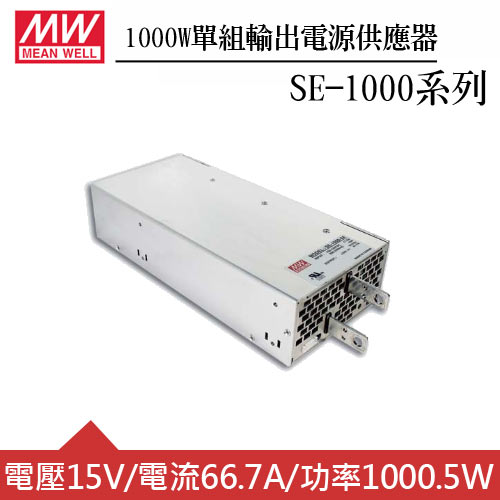MW明緯 SE-1000-15 15V機殼型交換式電源供應器 (1000W)
