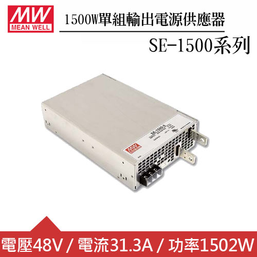 MW明緯 SE-1500-48 48V機殼型交換式電源供應器 (1500W)
