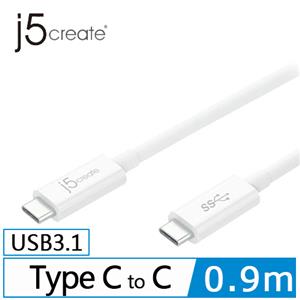 j5create JUCX03 USB 3.1 Type- C to Type- C傳輸線 90cm