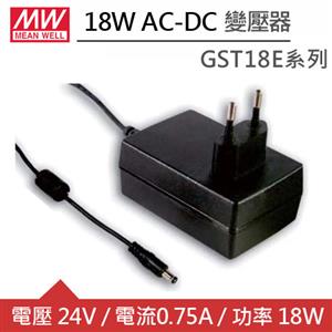 MW明緯 GST18E24-P1J DC24V 0.75A 18W工業用變壓器