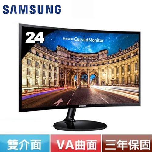 Samsung三星24型c24f390fhe Va曲面低藍光不閃屏液晶螢幕 Lcd Led液晶螢幕專館 Eclife良興購物網