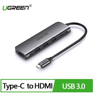 UGREEN 綠聯 Type-C集線器HDMI +USB 3.0*3 +PD Converter