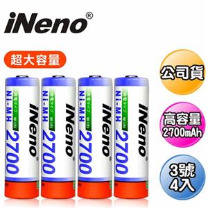 iNeno 高容量3號鎳氫2700mAh充電電池 (4入)