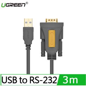 UGREEN綠聯 USB轉DB9(RS-232)訊號轉換器 台灣PL2303雙晶片 (3公尺)