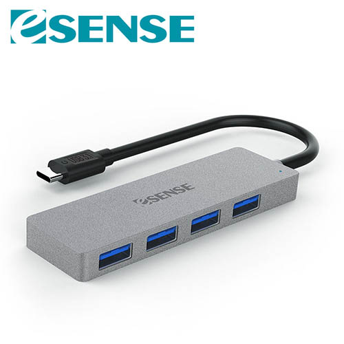 Esense Type-C USB3.1高速傳輸4埠HUB(灰)