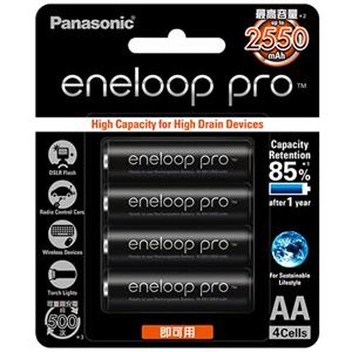 Panasonic 國際牌eneloop Pro低自放電 3 號鎳氫充電電池 4只裝