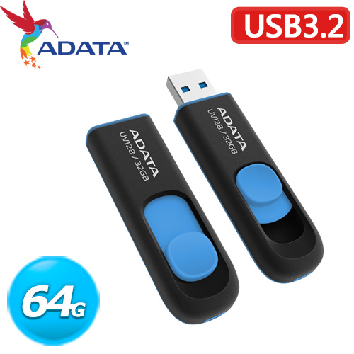 ADATA 威剛 UV128 64GB USB3.2 上推式隨身碟 藍色