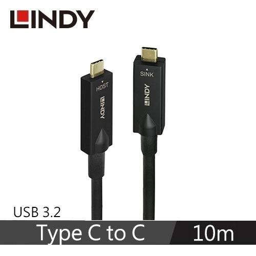 LINDY林帝 主動式USB3.2 GEN 2 TYPE-C 公 TO 公 光電混合線 10M