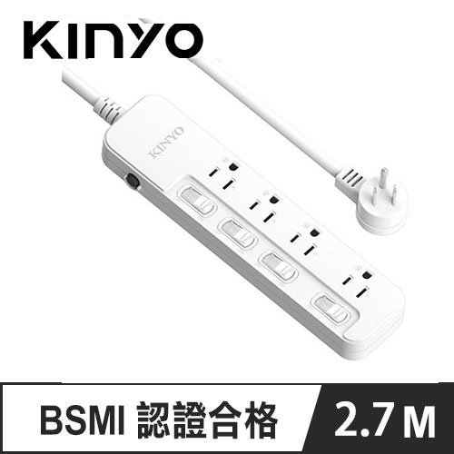 KINYO NSD-3449 4開4插安全延長線 3P 9呎 2.7M