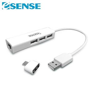 Esense逸盛 USB2.0轉RJ45+HUB轉接器