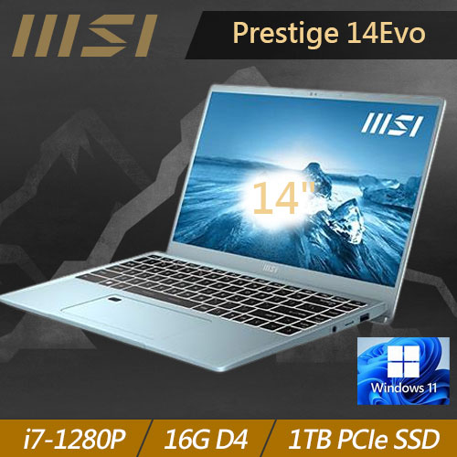 MSI微星 Prestige 14Evo A12M-219TW 14吋商務筆電(i7) 青石藍