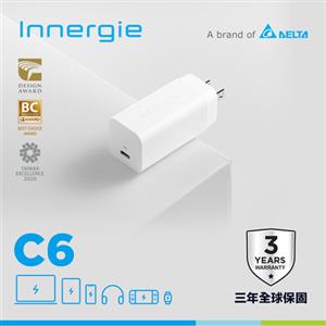 台達Innergie C6【GaN轉換版】60瓦 USB-C 萬用充電器(無附線)