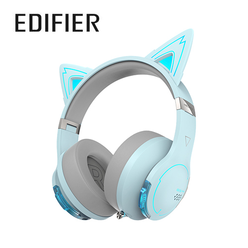 EDIFIER G5BT 萌貓版藍牙無線低延遲電競耳麥 晴空藍