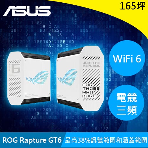ASUS華碩 ROG Rapture GT6 電競三頻 WiFi6 MESH AX10000白(2入