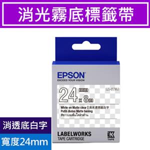 EPSON LK-6TWJ S656421 標籤帶 消光霧面透明底白字24mm