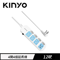 KINYO 4開4插延長線 CGS344 12呎 3.6M 藍