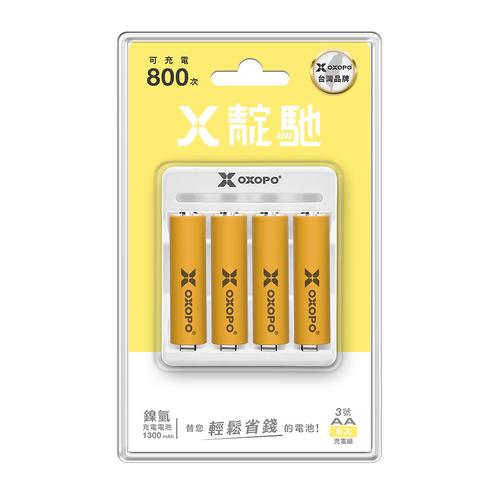 OXOPO-XNL-AA 三號 鎳氫充電電池組_1300mAh (4入4充)吊卡