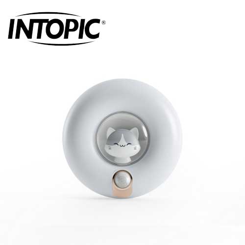 INTOPIC廣鼎 微笑灰喵自動感應小夜燈 GW-SL-002