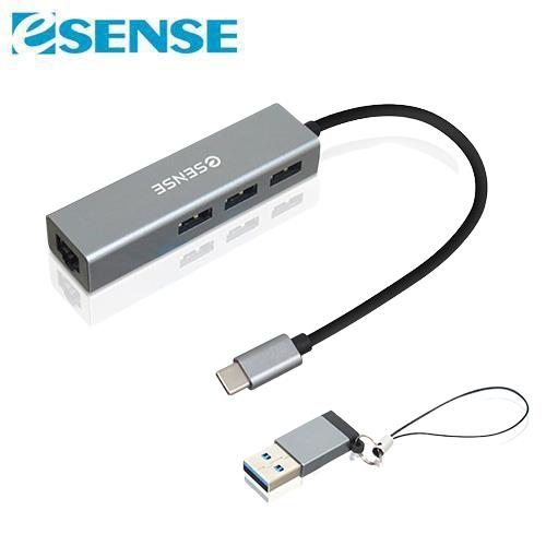 Esense逸盛 Type-C轉RJ45+USB3.0 HUB (01-RJC191)
