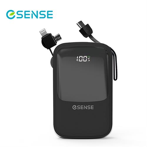 Esense免帶線10000PD快充行動電源 黑