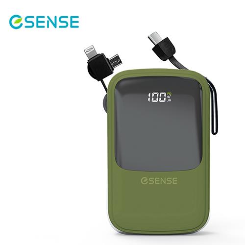 Esense免帶線10000PD快充行動電源 綠