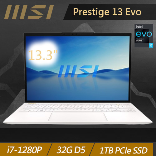 MSI微星 Prestige 13Evo A12M-228TW 13.3吋商務筆電(i7) 純淨白