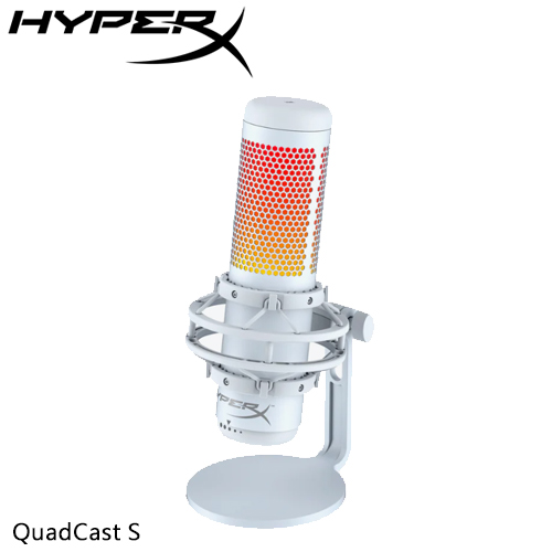 HyperX QuadCast S USB 電容式電競麥克風白519P0AA-耳機｜麥克風專館