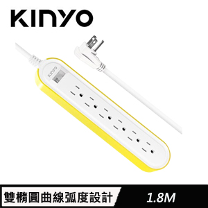 KINYO CGCR-316-6Y 玩色派對 1開6插雙圓延長線 6呎 1.8M 黃