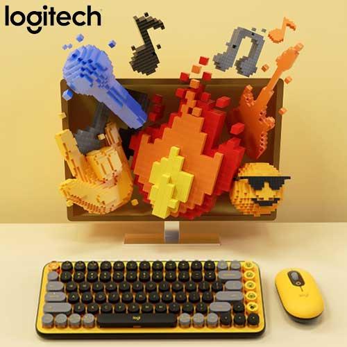 Logitech羅技 POP Keys+Mouse無線機械式鍵鼠組 茶軸 酷玩黃
