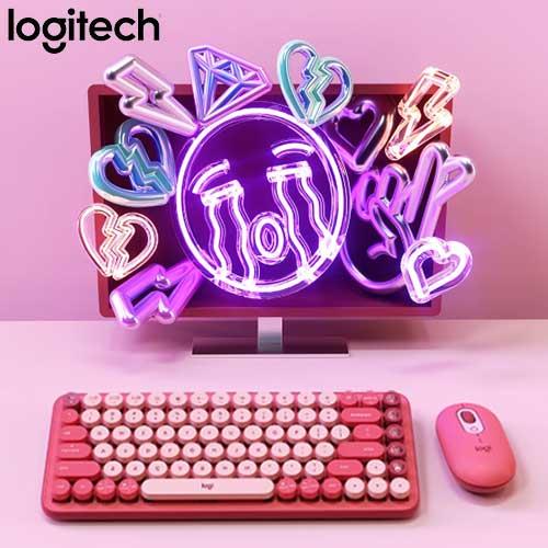Logitech羅技 POP Keys+Mouse無線機械式鍵鼠組 茶軸 魅力桃