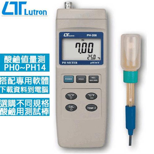 Lutron路昌 記錄型PH酸鹼計 PH-208