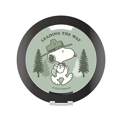 【正版授權】SNOOPY 鋁合金磁吸摺疊手機支架-森林(黑)