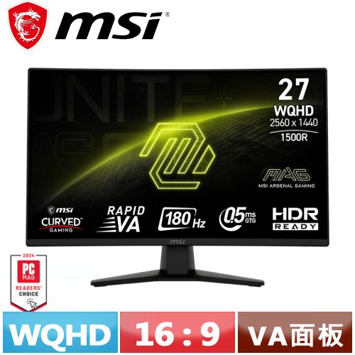 MSI微星 27型 MAG 274CQF 曲面電競顯示器